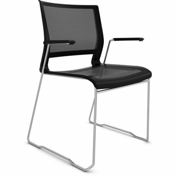 9To5 Seating Stack Chair, w/Arms, Mesh Back/Seat, 21inx21-1/2inx33in, Black NTF1081GTCFP01